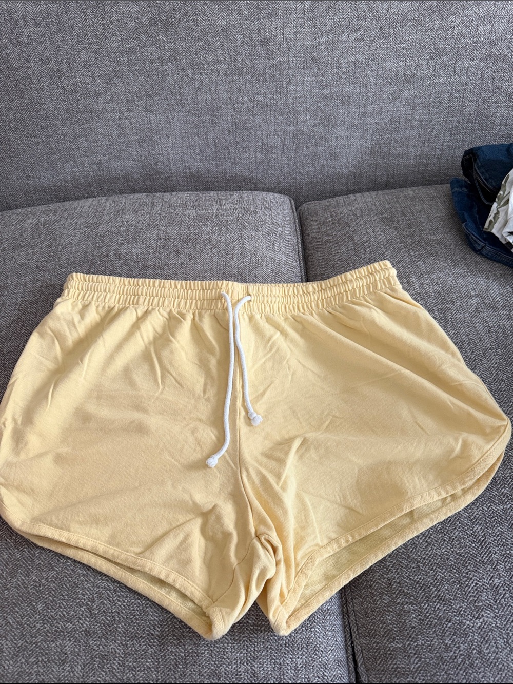 flirtitude Pale Yellow Athletic Drawstring Shorts